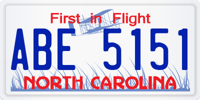 NC license plate ABE5151