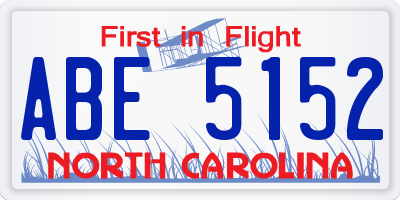 NC license plate ABE5152