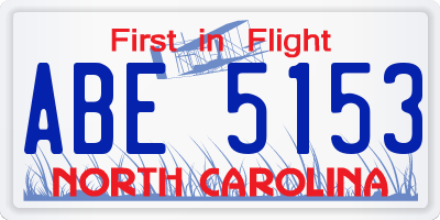 NC license plate ABE5153