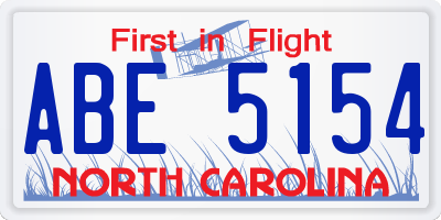 NC license plate ABE5154