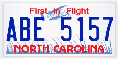 NC license plate ABE5157