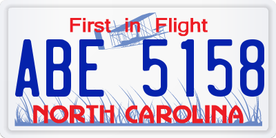 NC license plate ABE5158