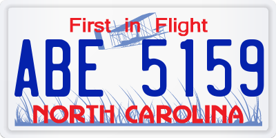 NC license plate ABE5159