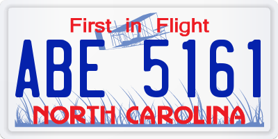 NC license plate ABE5161