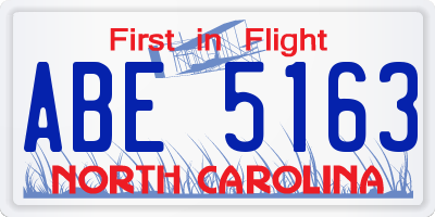 NC license plate ABE5163