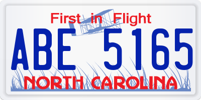 NC license plate ABE5165