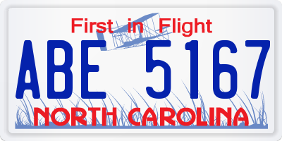 NC license plate ABE5167