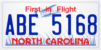 NC license plate ABE5168