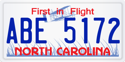 NC license plate ABE5172