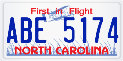 NC license plate ABE5174