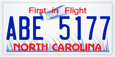 NC license plate ABE5177