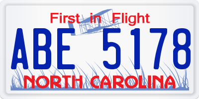 NC license plate ABE5178