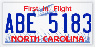 NC license plate ABE5183