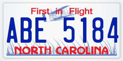 NC license plate ABE5184