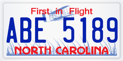 NC license plate ABE5189