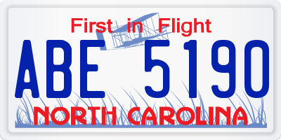 NC license plate ABE5190