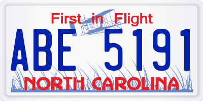 NC license plate ABE5191