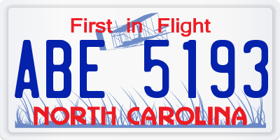 NC license plate ABE5193