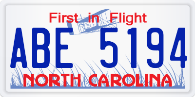 NC license plate ABE5194