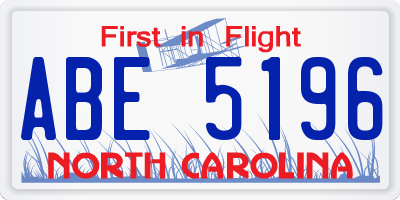 NC license plate ABE5196