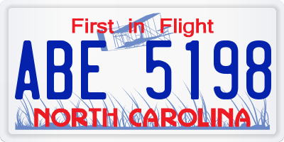 NC license plate ABE5198