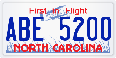 NC license plate ABE5200