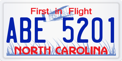 NC license plate ABE5201