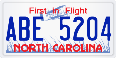 NC license plate ABE5204