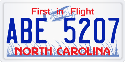 NC license plate ABE5207