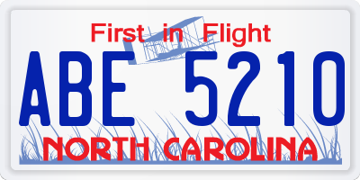 NC license plate ABE5210