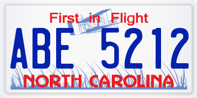 NC license plate ABE5212
