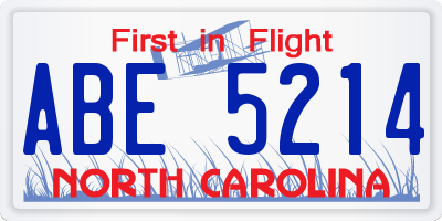 NC license plate ABE5214