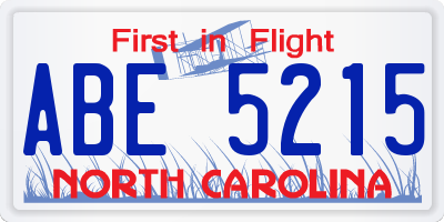 NC license plate ABE5215