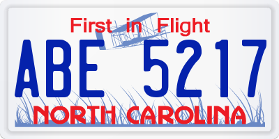 NC license plate ABE5217