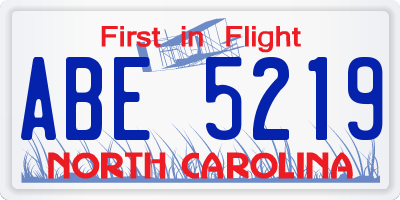 NC license plate ABE5219