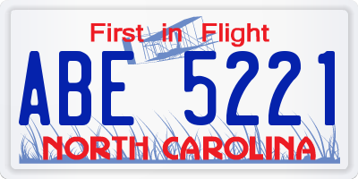 NC license plate ABE5221