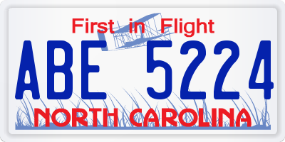 NC license plate ABE5224