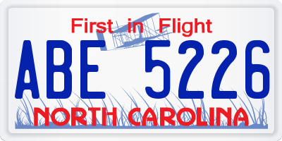 NC license plate ABE5226