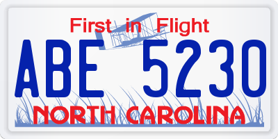 NC license plate ABE5230