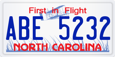NC license plate ABE5232