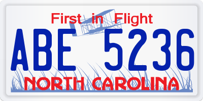 NC license plate ABE5236