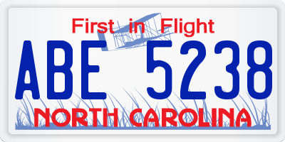 NC license plate ABE5238