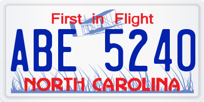 NC license plate ABE5240