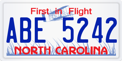 NC license plate ABE5242
