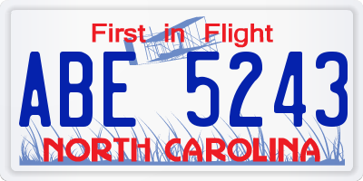 NC license plate ABE5243