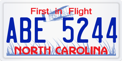 NC license plate ABE5244