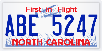 NC license plate ABE5247