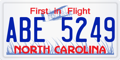 NC license plate ABE5249