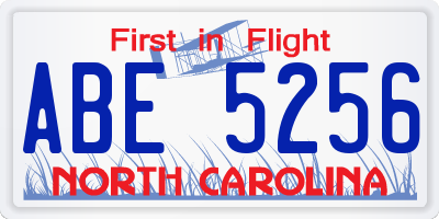 NC license plate ABE5256