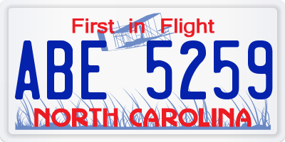 NC license plate ABE5259